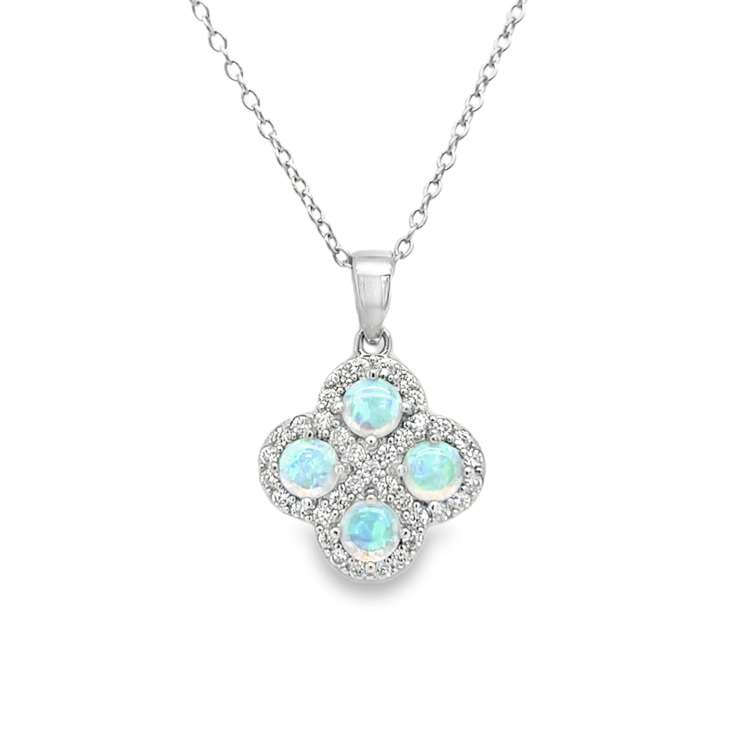 Sterling Silver Created Opal Necklace