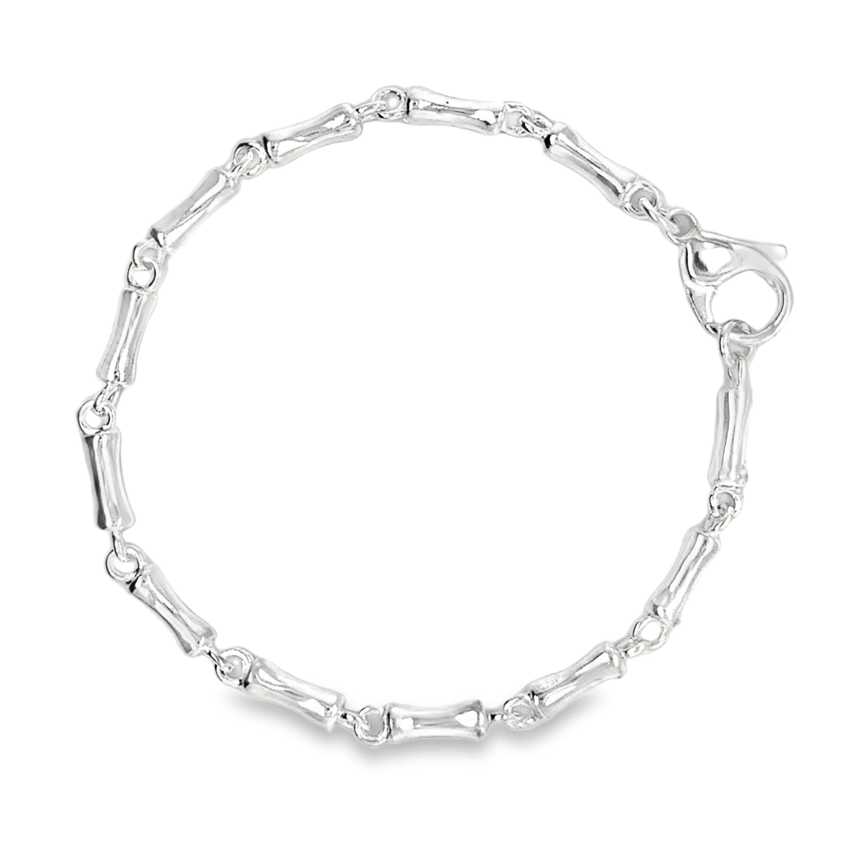 Silver Bamboo Link Bracelet