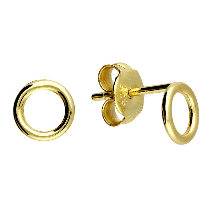 Sterling Silver Gold Plated Open Circle Stud Earrings