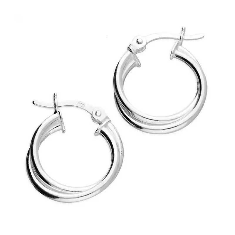Sterling Silver Crossover Creole Earrings