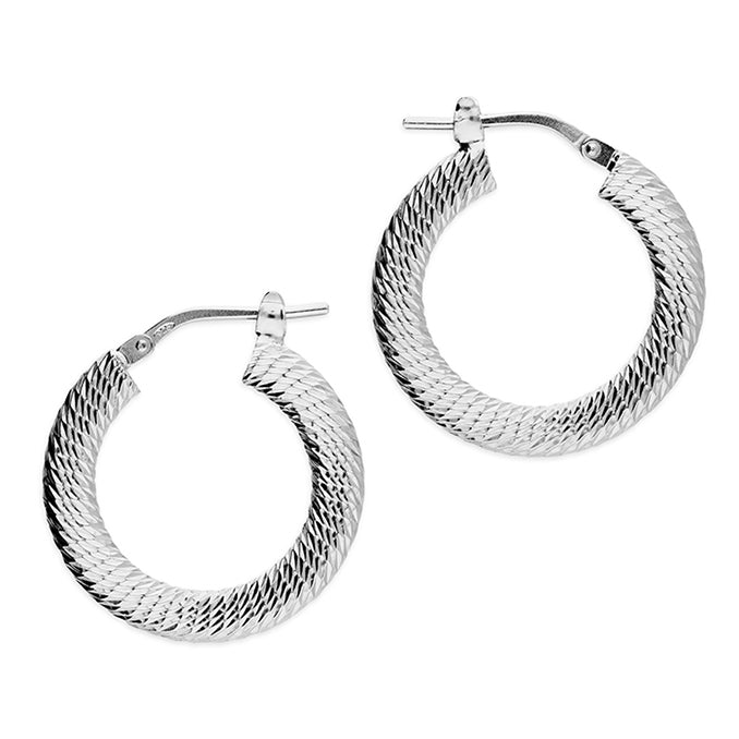 Sterling Silver Diamond Cut Hoop Earrings