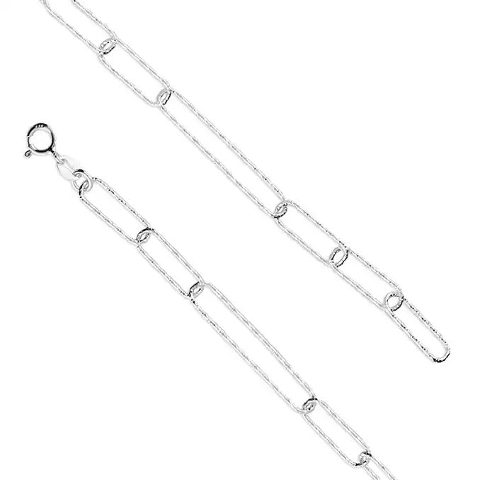 Sterling Silver Diamond Cut Paper Chain Link Necklace