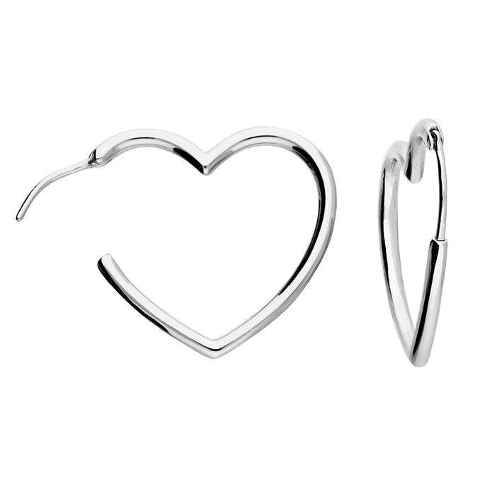 Sterling Silver Heart Hoop Earrings