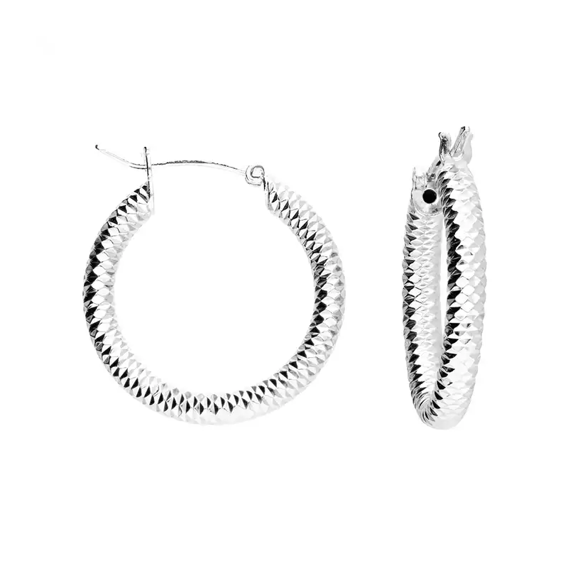 Sterling Silver 22mm Snake Skin Hoop Earrings