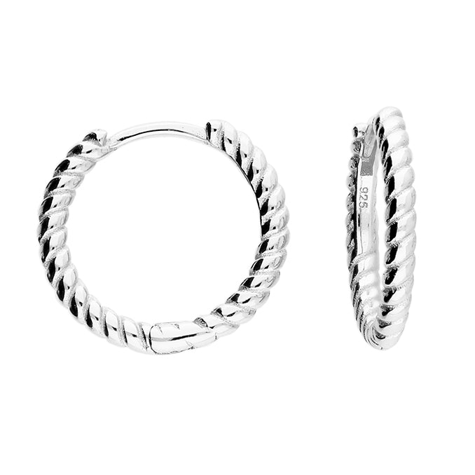 Sterling Silver 15mm Soft Twist Hoop Earrings