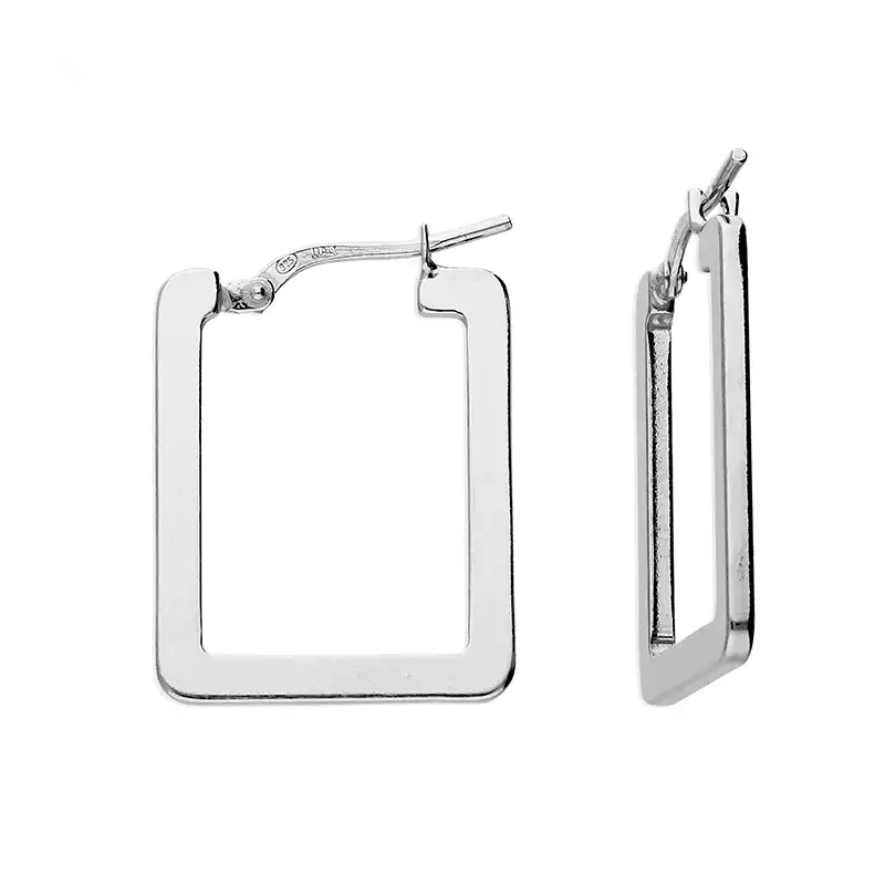 Sterling Silver Rectangular Hoop Earrings