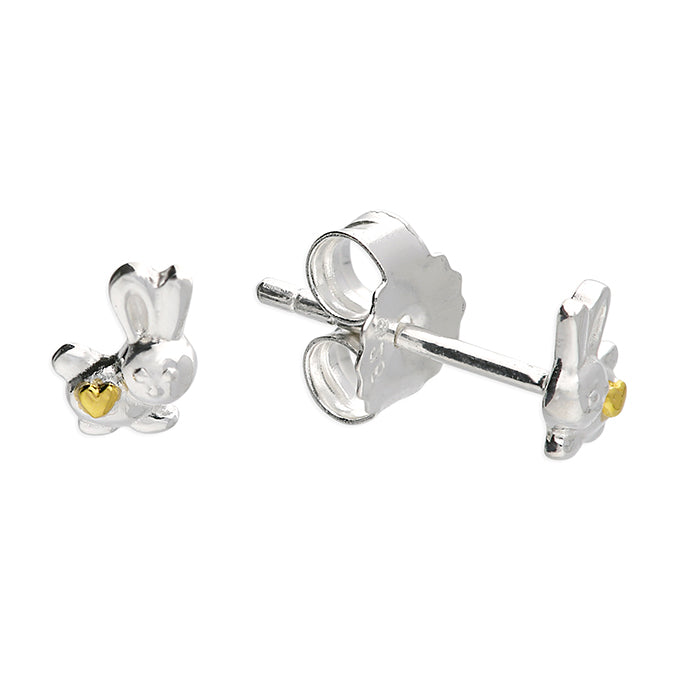 Sterling Silver GP Rabbit Stud Children's Earrings