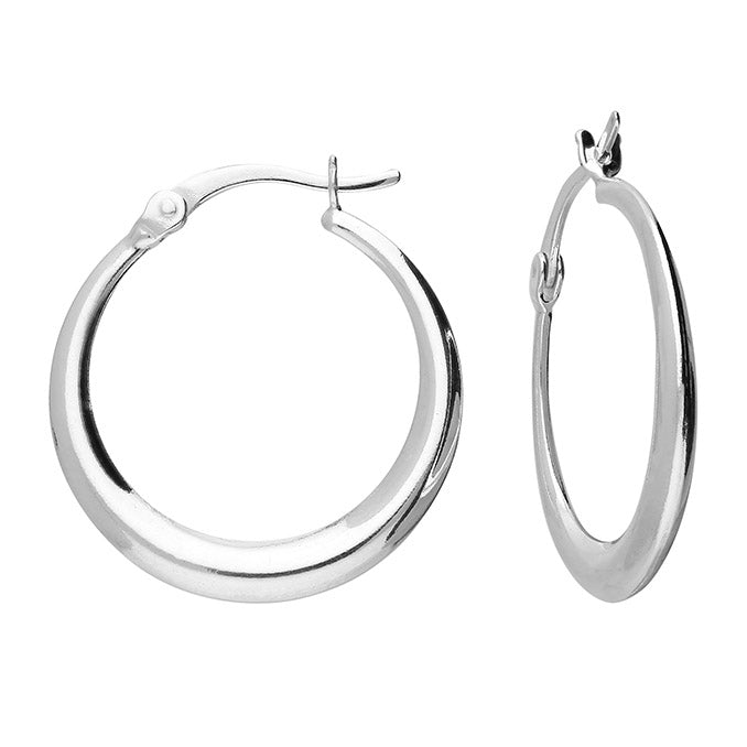 Sterling Silver Tapered Creole Hoop Earrings