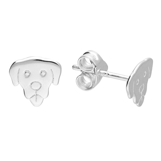 Sterling Silver Dog Head Stud Children's Earrings