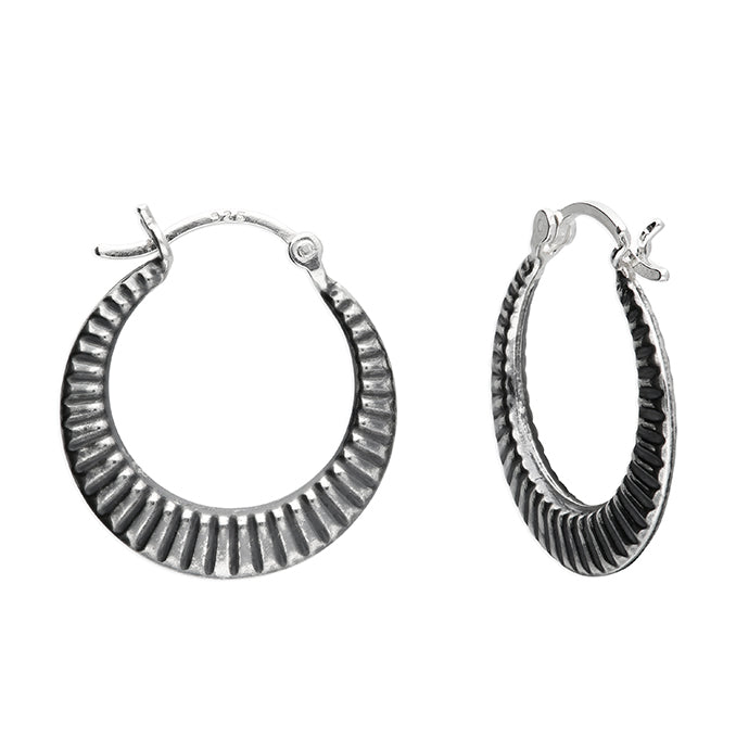 Sterling Silver Oxidized Hoop Earrings