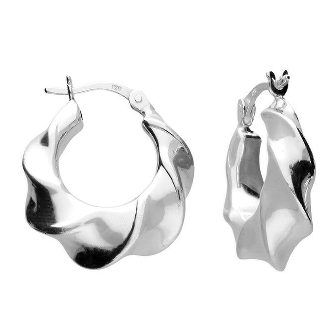 Sterling Silver Twisted Hoop Stud Earrings