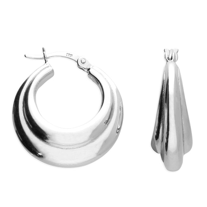 Sterling Silver Deco Style Hoop Earrings