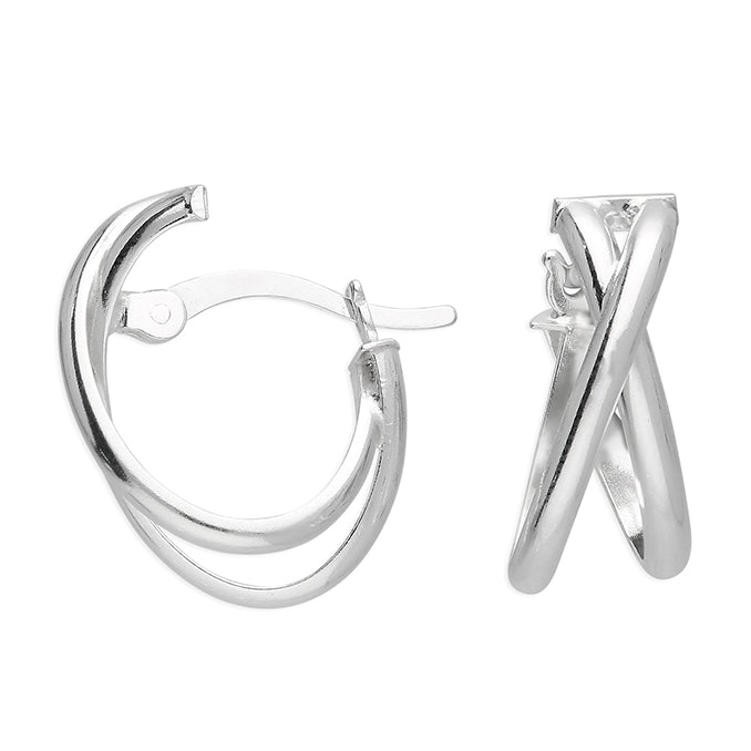 Sterling Silver X Shaped Hoop Earrings