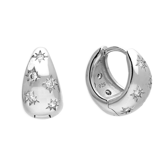 Sterling Silver Celestial Hoop Earrings