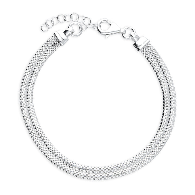 Sterling Silver Double Flat Popcorn Bracelet