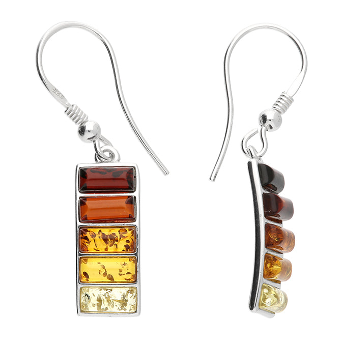 Sterling Silver Amber Ladder Drop Earrings