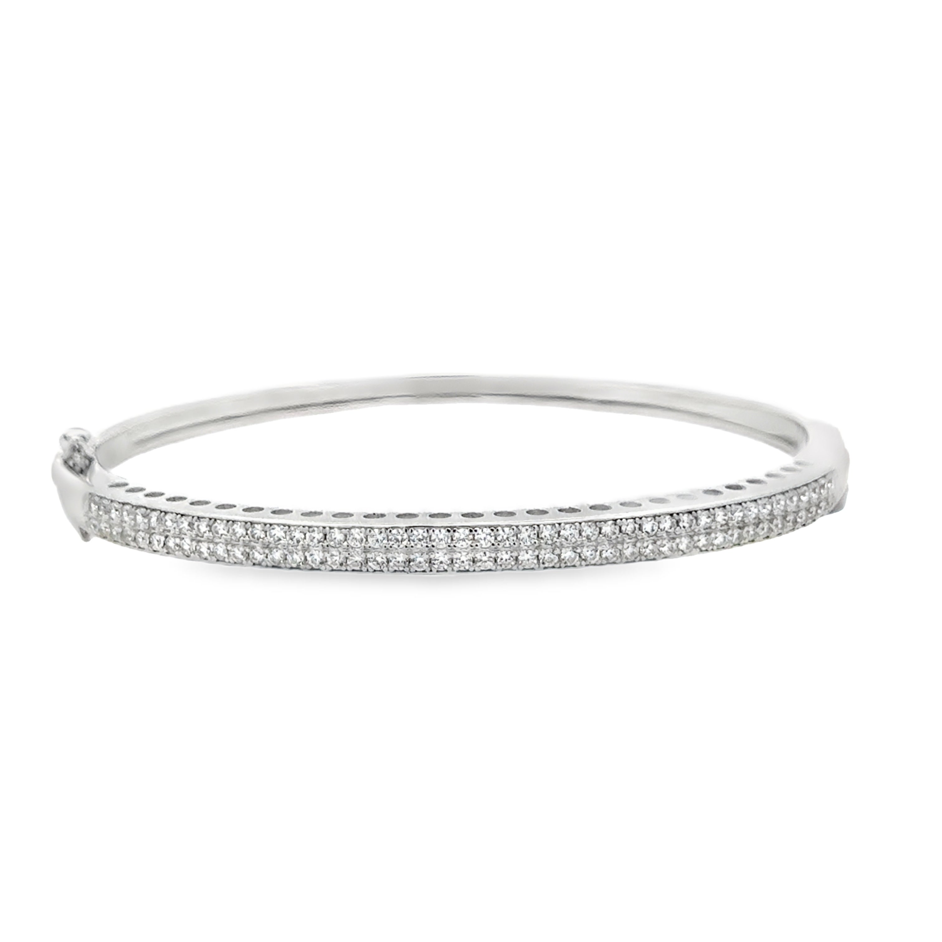 Sterling Silver Double Row CZ Bangle