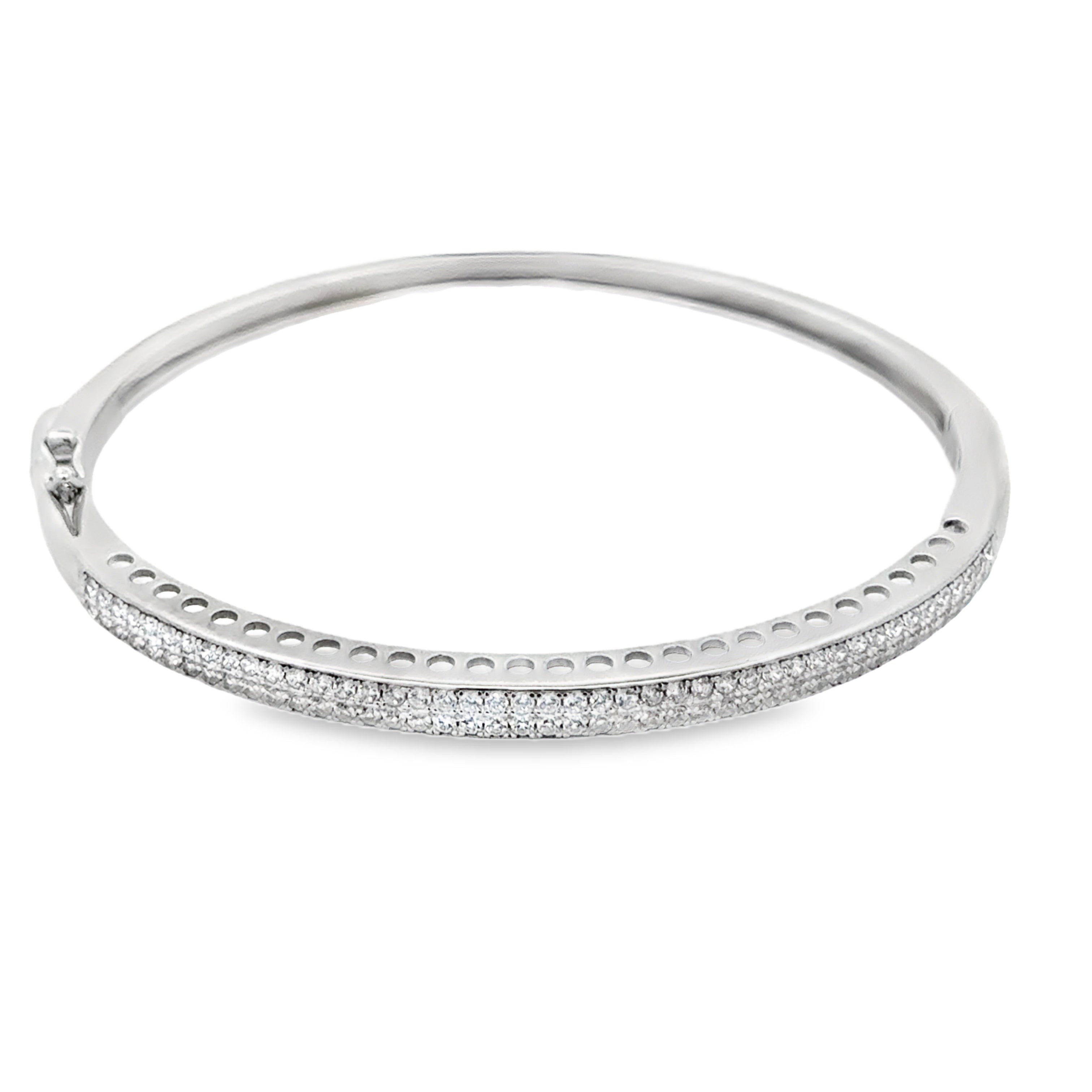 Sterling Silver Double Row CZ Bangle