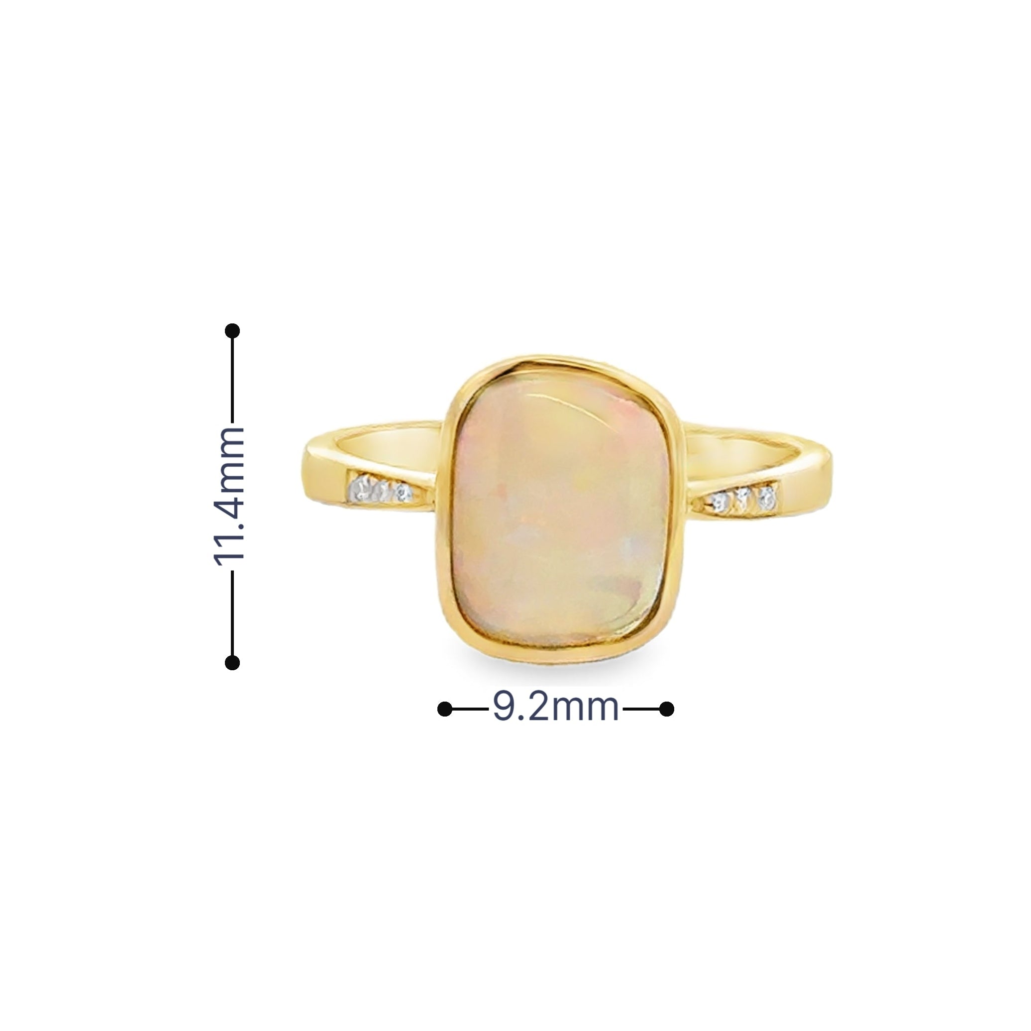 Opal & Diamond Ring 9ct Gold measurements