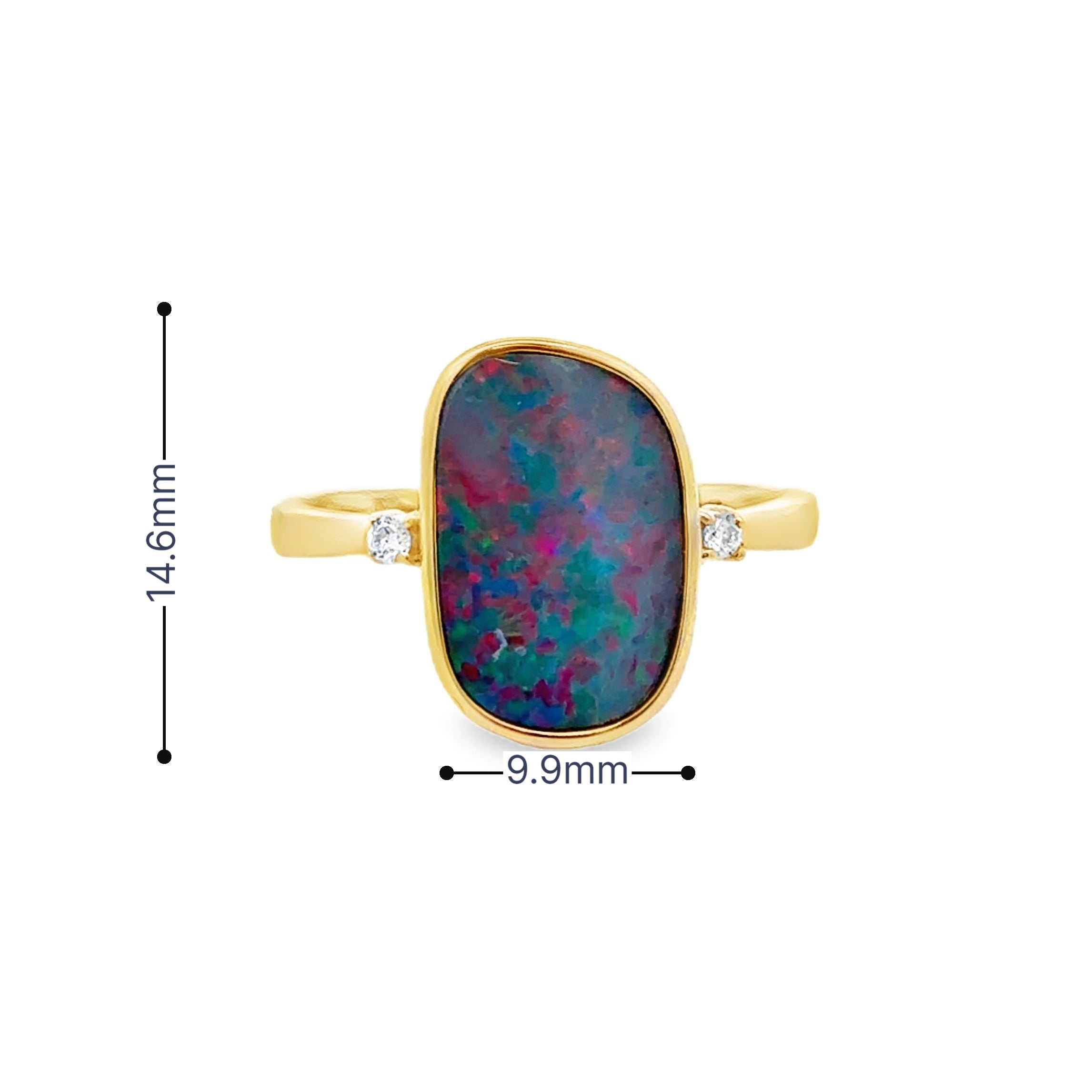 Opal & Diamond Ring 9ct Gold MEASUREMENTS