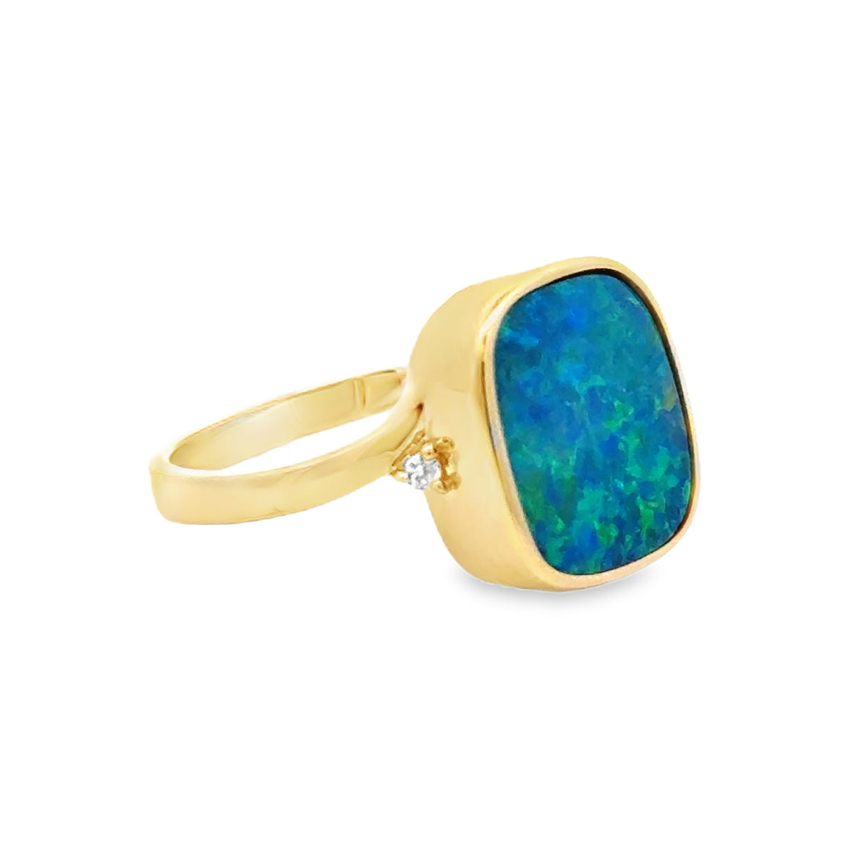 Opal & Diamond Ring 9ct Gold SIDE