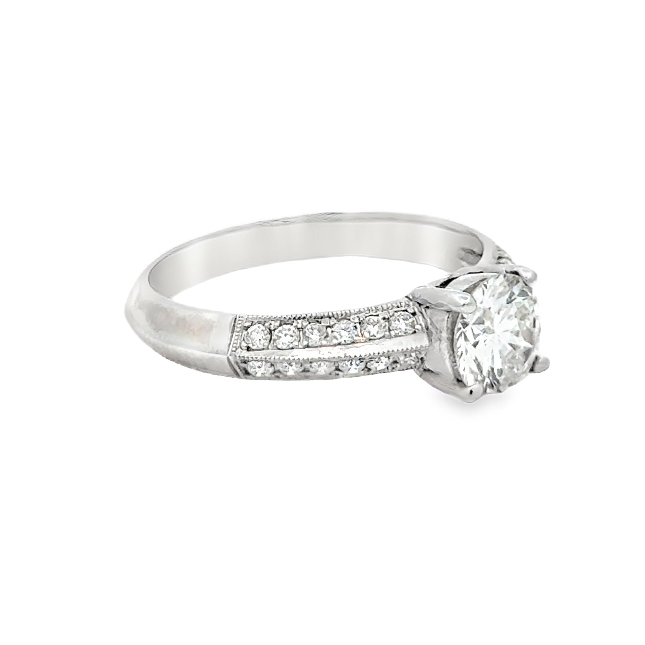 Solitaire Diamond Engagement Ring 0.80ct 18ct White Gold SIDE