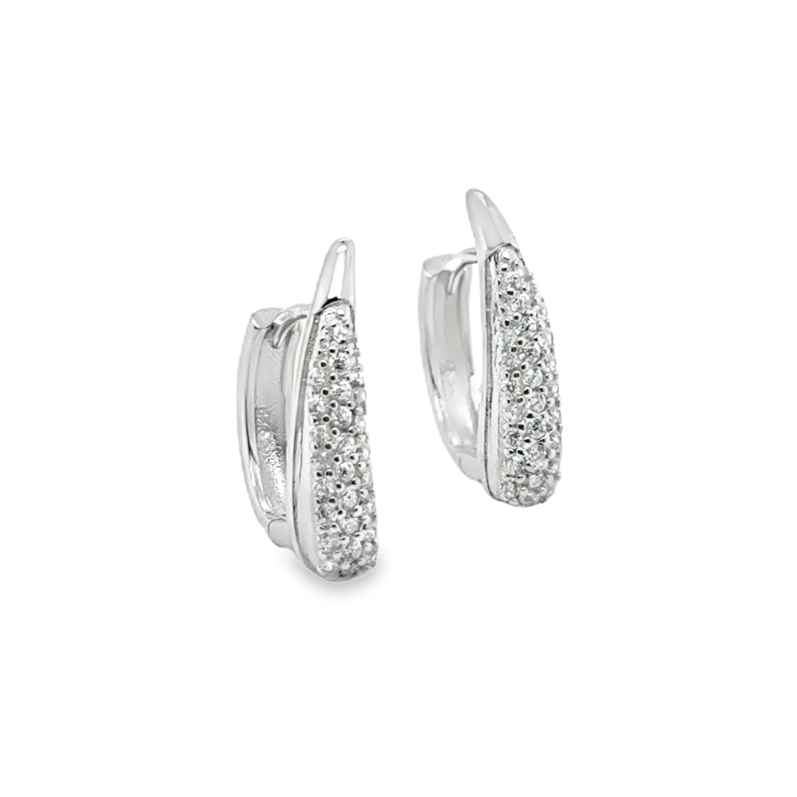 Sterling Silver CZ Teardrop Huggy Earrings