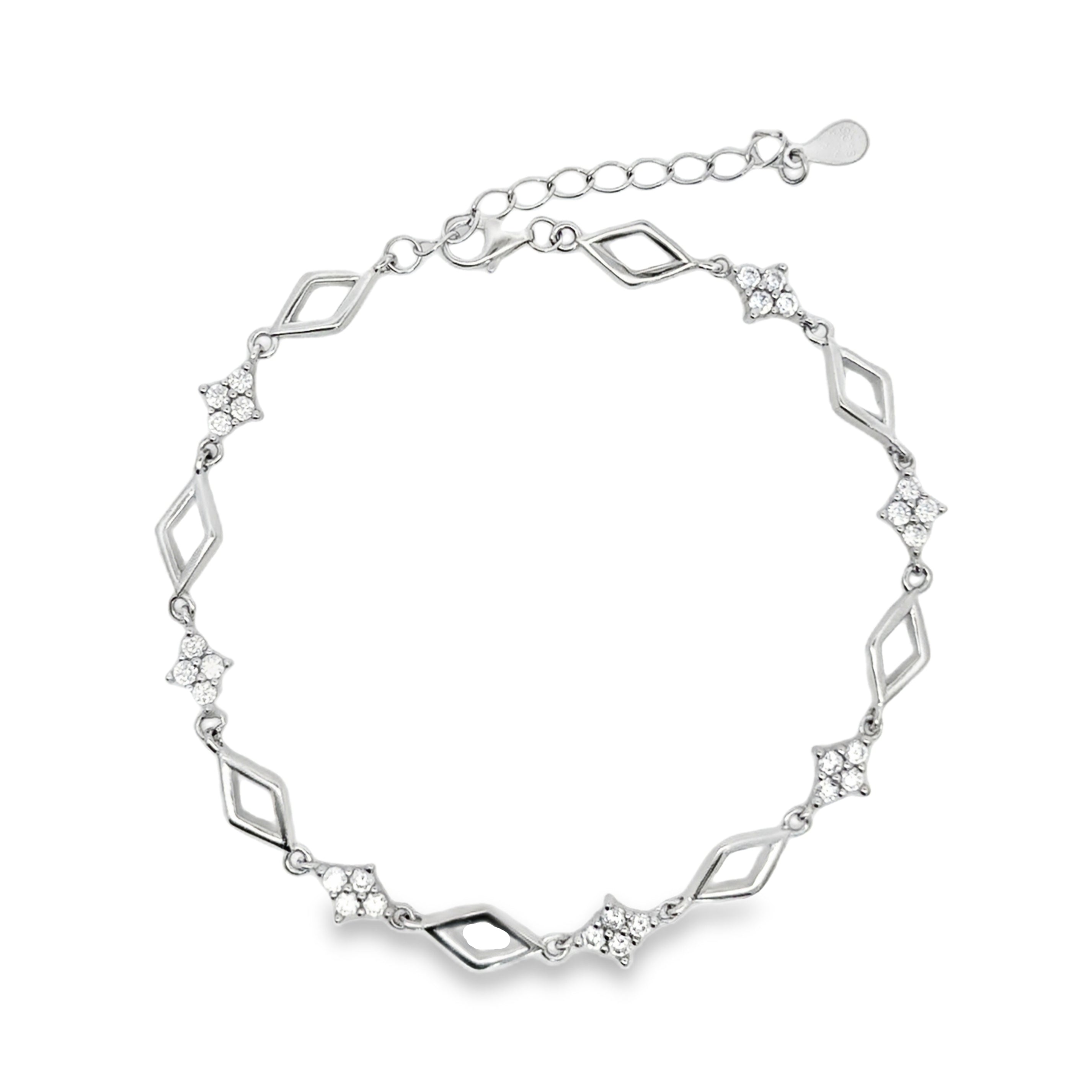Sterling Silver Cubic Zirconia Link Bracelet