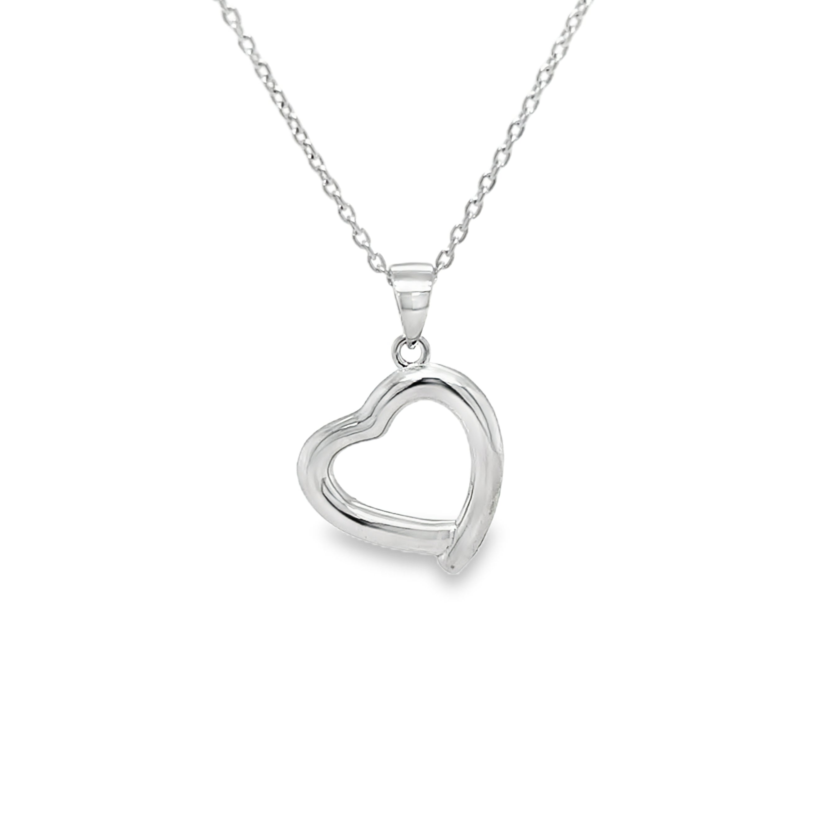 Sterling Silver Angled Heart Necklace