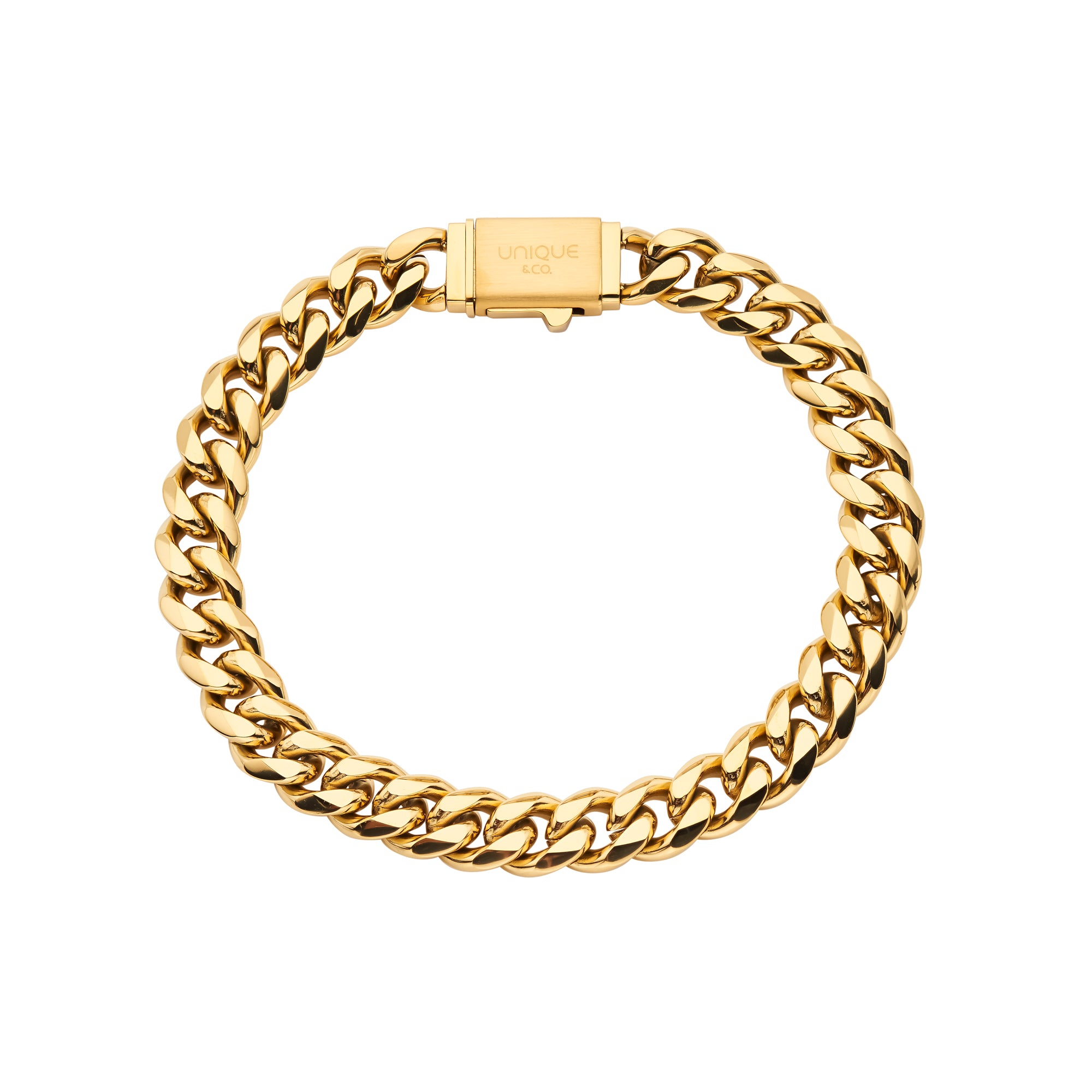 Unique & Co Men's Steel Yellow IP Plated Curb Chain Bracelet LAB-289