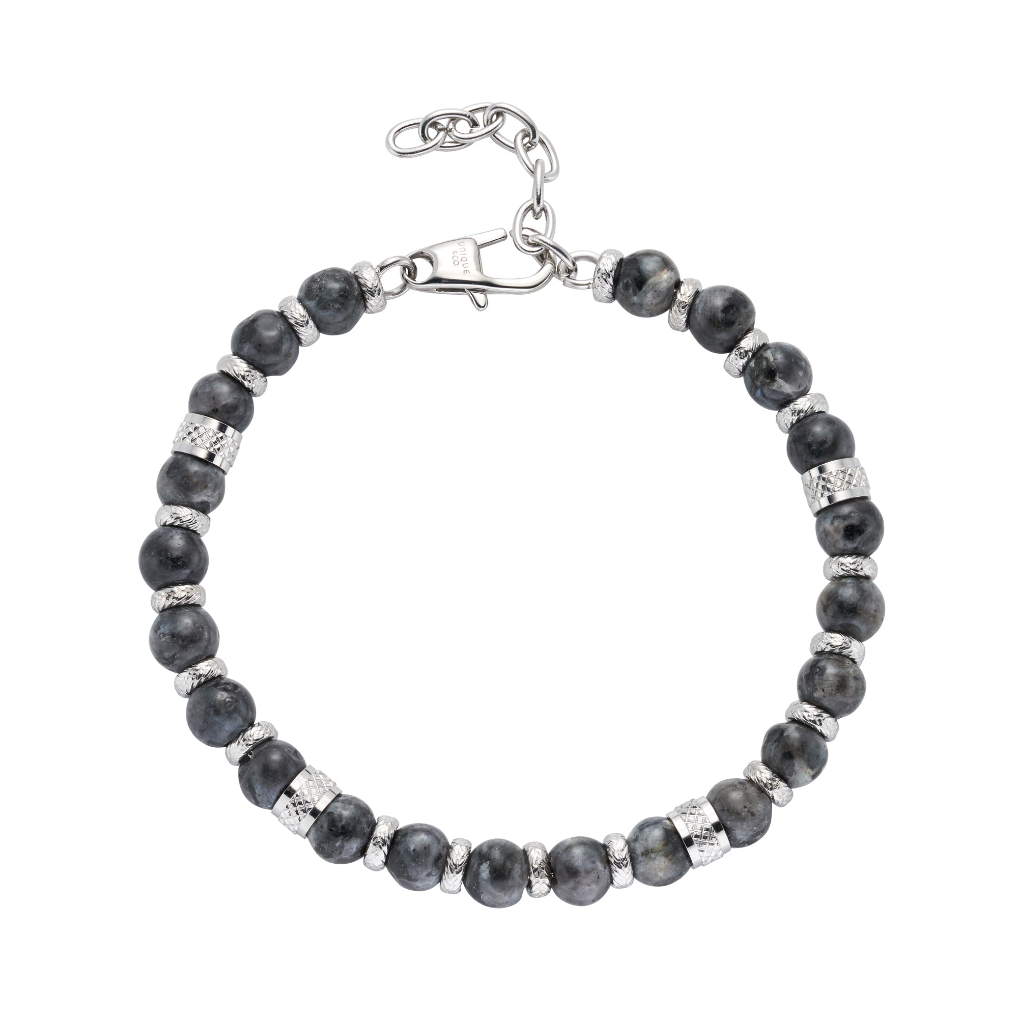 Unique & Co Men's Steel & Labradorite Bead Bracelet LAB-291