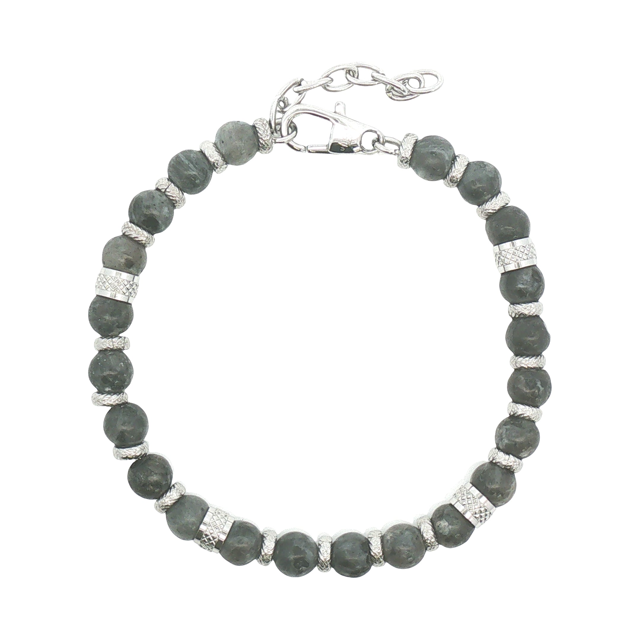 Unique & Co Men's Steel & Labradorite Bead Bracelet LAB-291