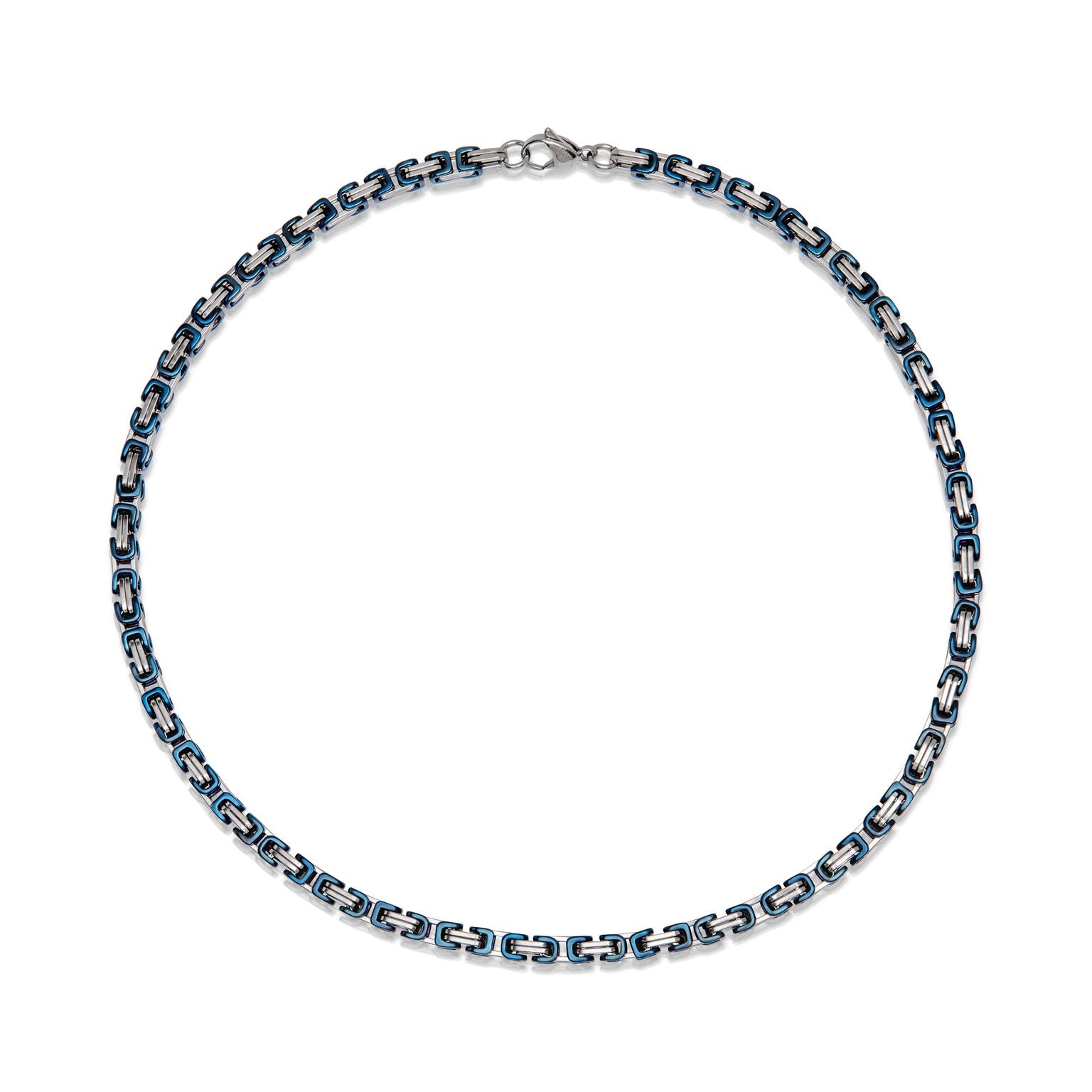 Unique & Co Men's Steel Blue IP Byzantine Necklace LAK-240 FULL#