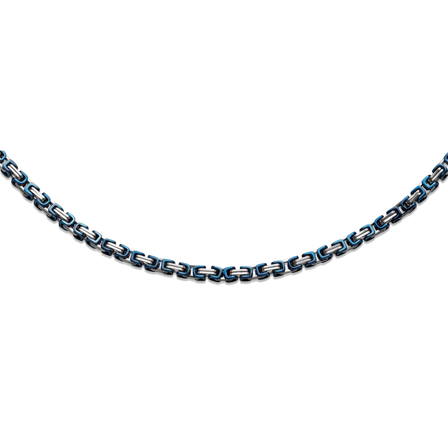 Unique & Co Men's Steel Blue IP Byzantine Necklace LAK-240 Link