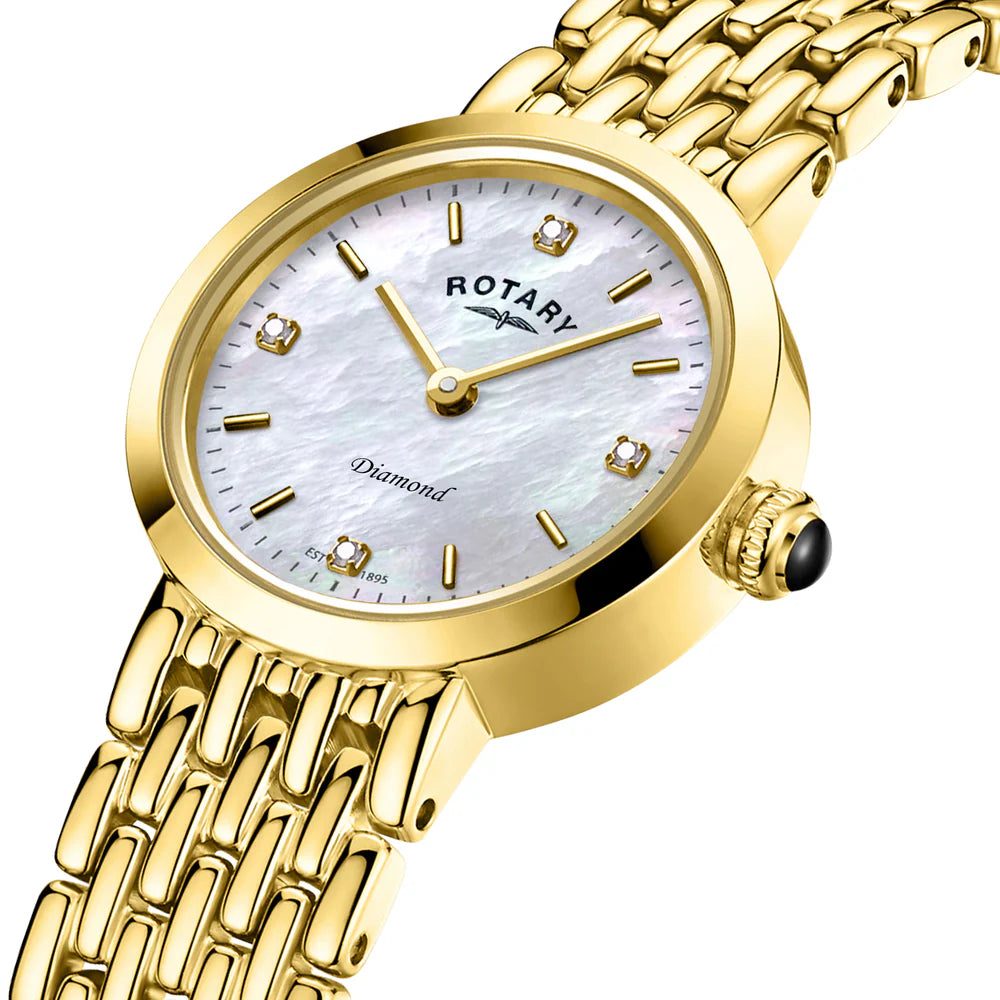 Rotary Heritage Diamond Ladies Gold Tone Bracelet Watch LB008900/41/D side