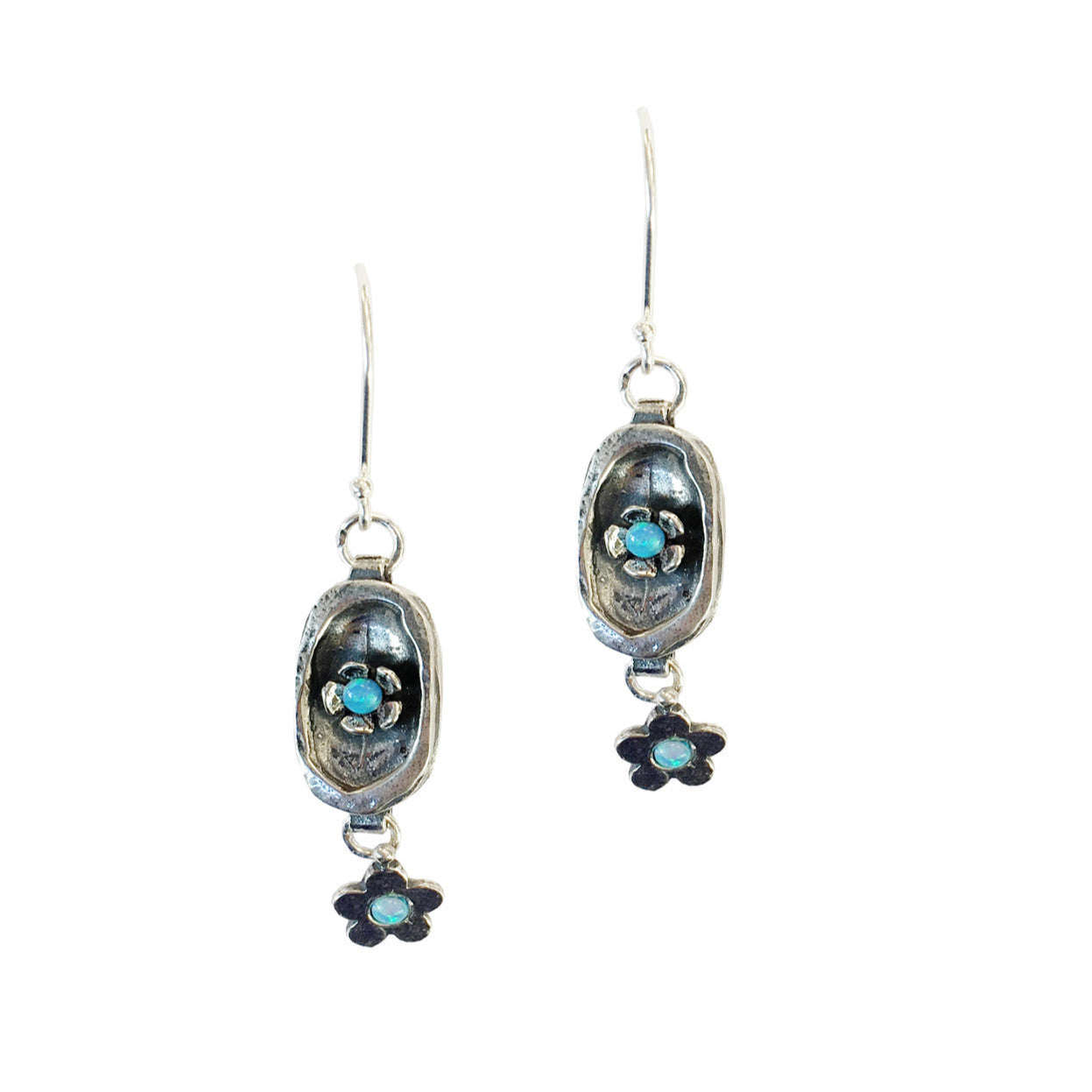 Aviv Silver Daisy Drop Opal Earrings