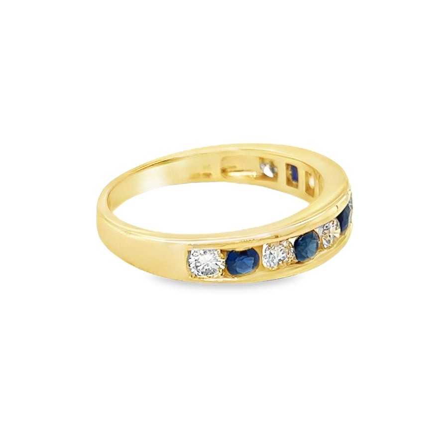 Sapphire & Diamond 11 Stone Channel Set Eternity Ring 9ct Gold side