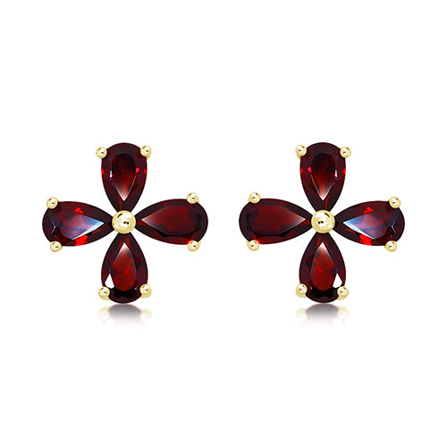 Unique & Co Silver Gold Plated Garnet Stud Earrings ME-1054GA