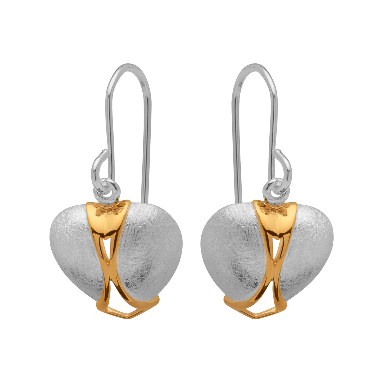 Unique & Co Sterling Silver & Gold Heart Drop Earrings ME-453