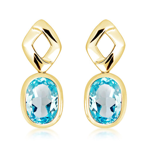Unique & Co Silver GP Blue Topaz Drop Earrings ME-985BT