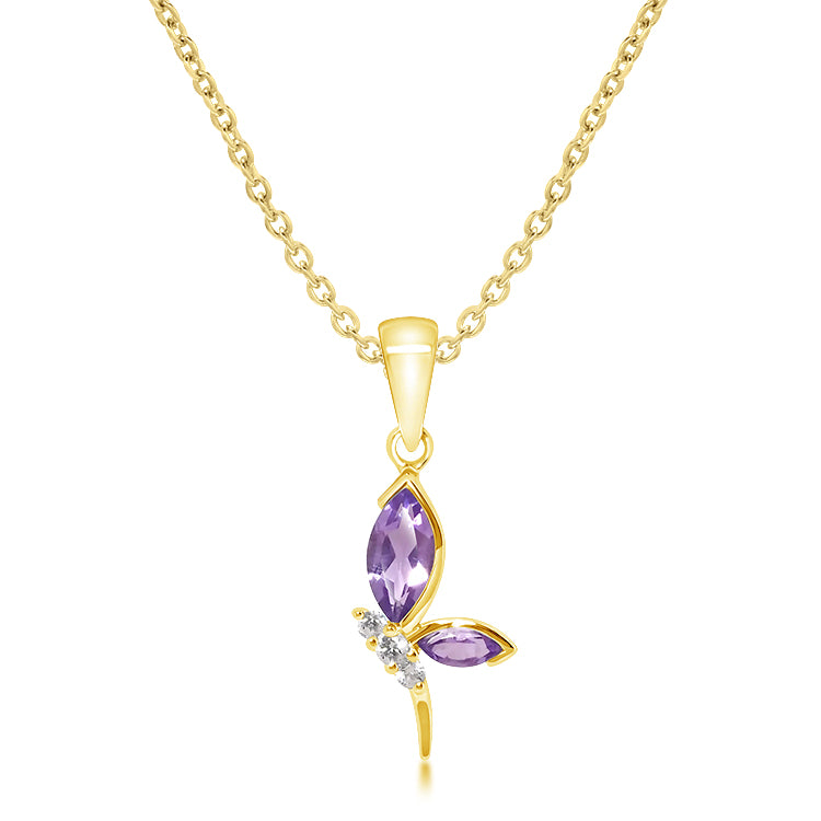 Unique & Co Sterling Silver Gold Plated Amethyst Pendant MK-1050AM