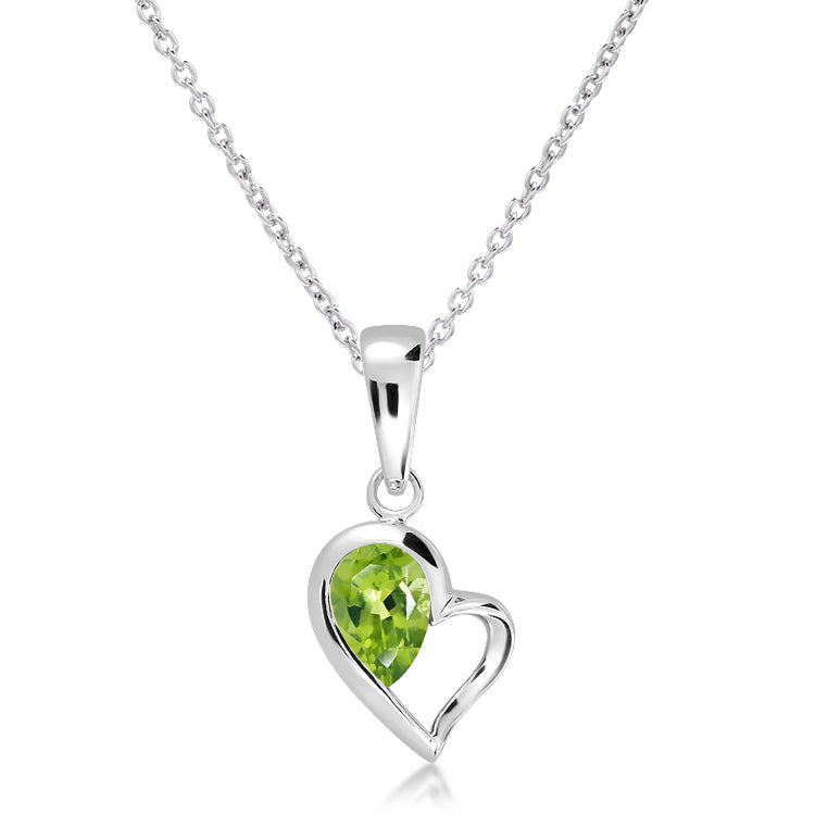 Unique & Co Silver Peridot Heart Pendant MK-978PE