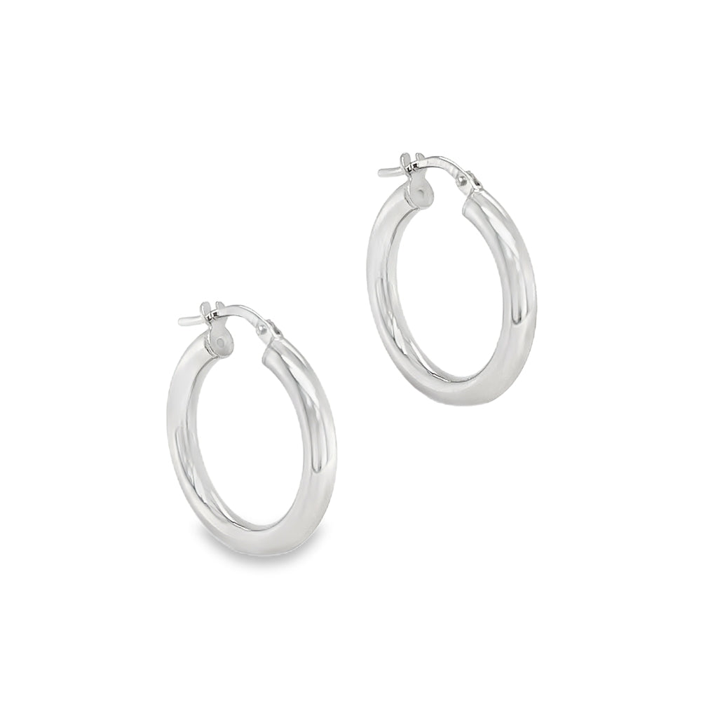 Sterling Silver Round Tube Hoop Earrings