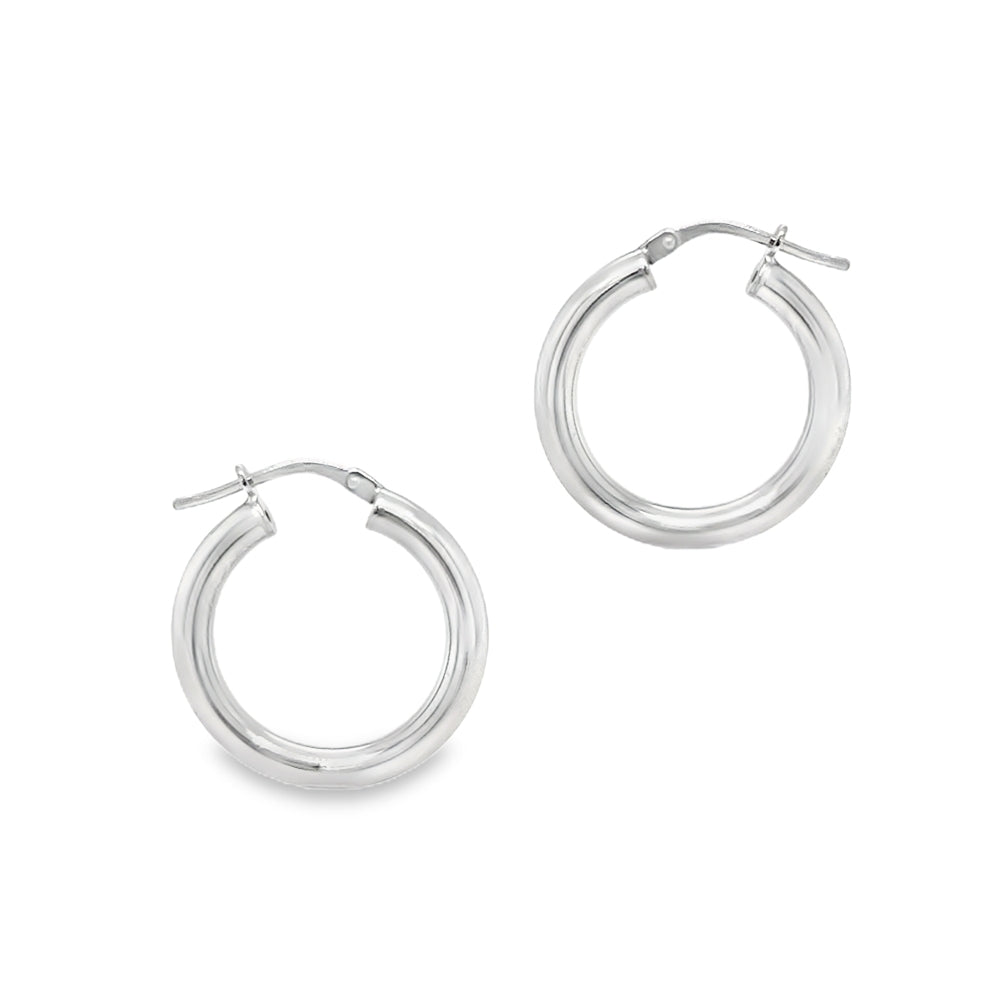 Sterling Silver Round Tube Hoop Earrings SIDE