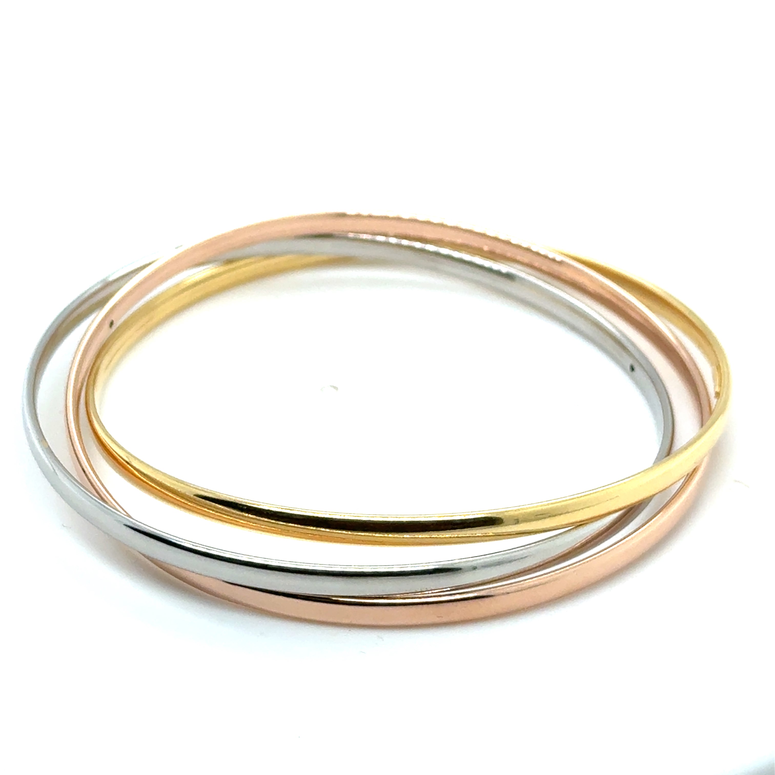 Sterling Silver 3 Colour Gold Plated Court Profile Stacker Bangle