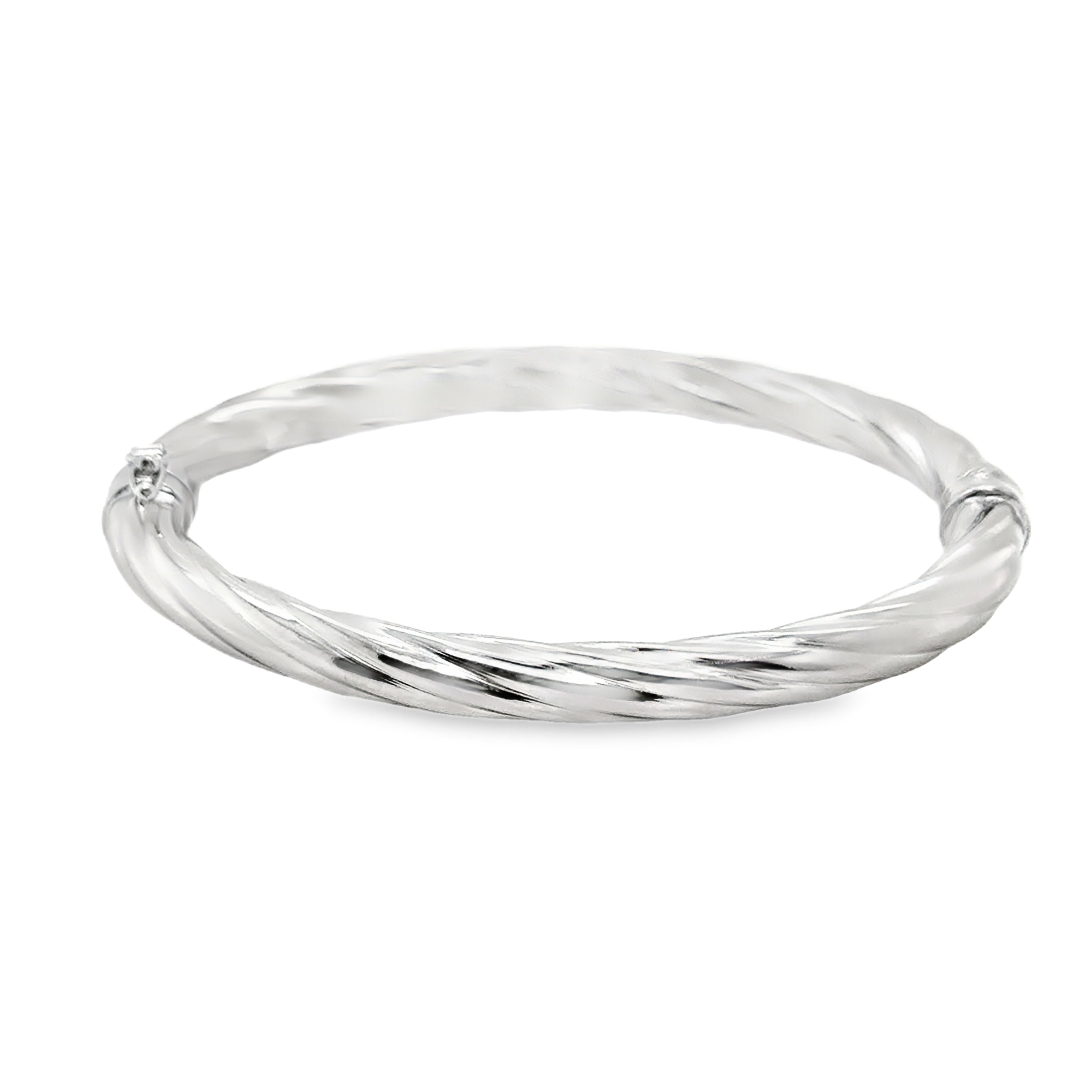 Sterling Silver 6mm Twist Hinged Bangle