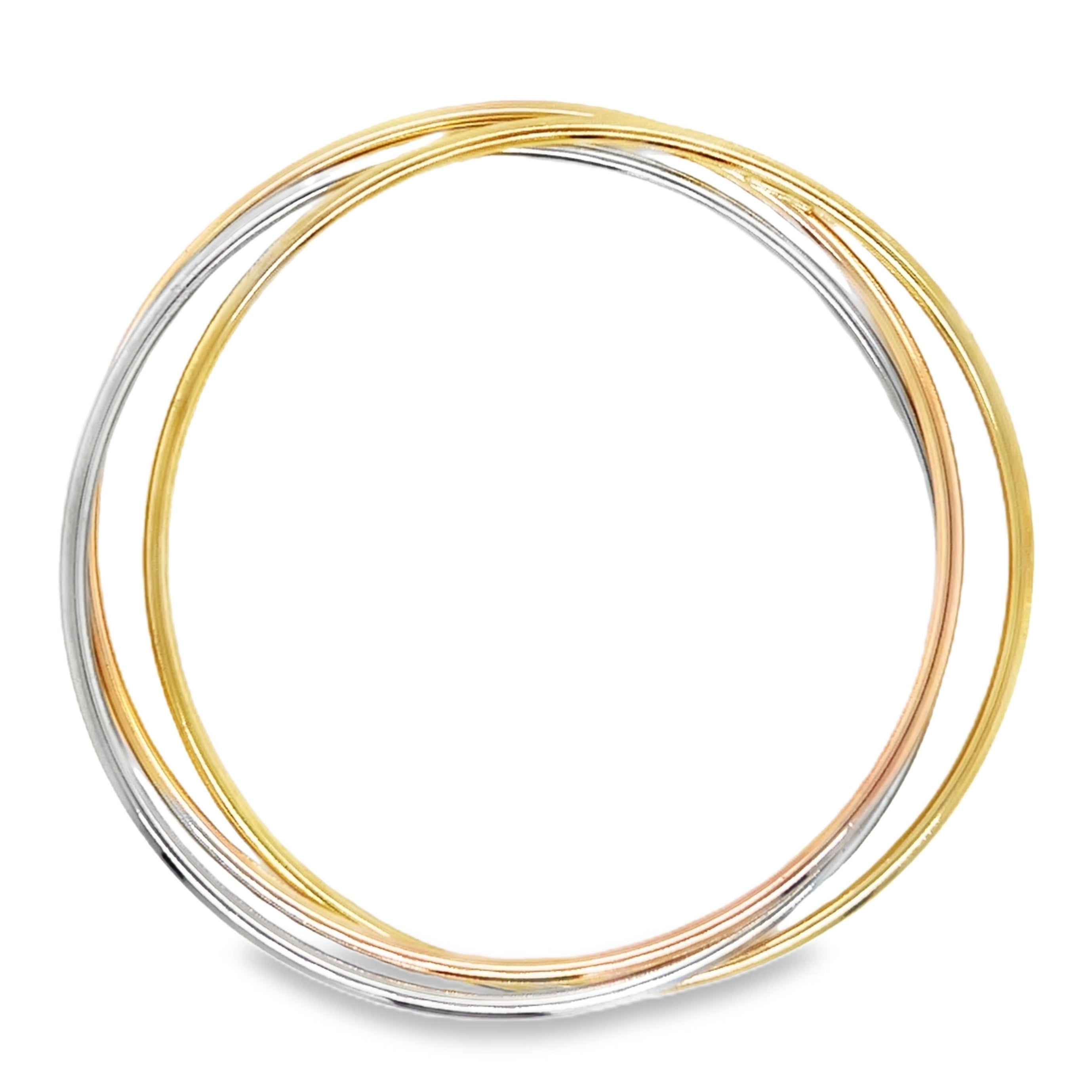 Sterling Silver 3 Colour Gold Plated Stacker Bangle