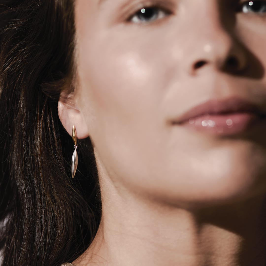 Kit Heath Glint Golden Two-Tone Drop Earrings model