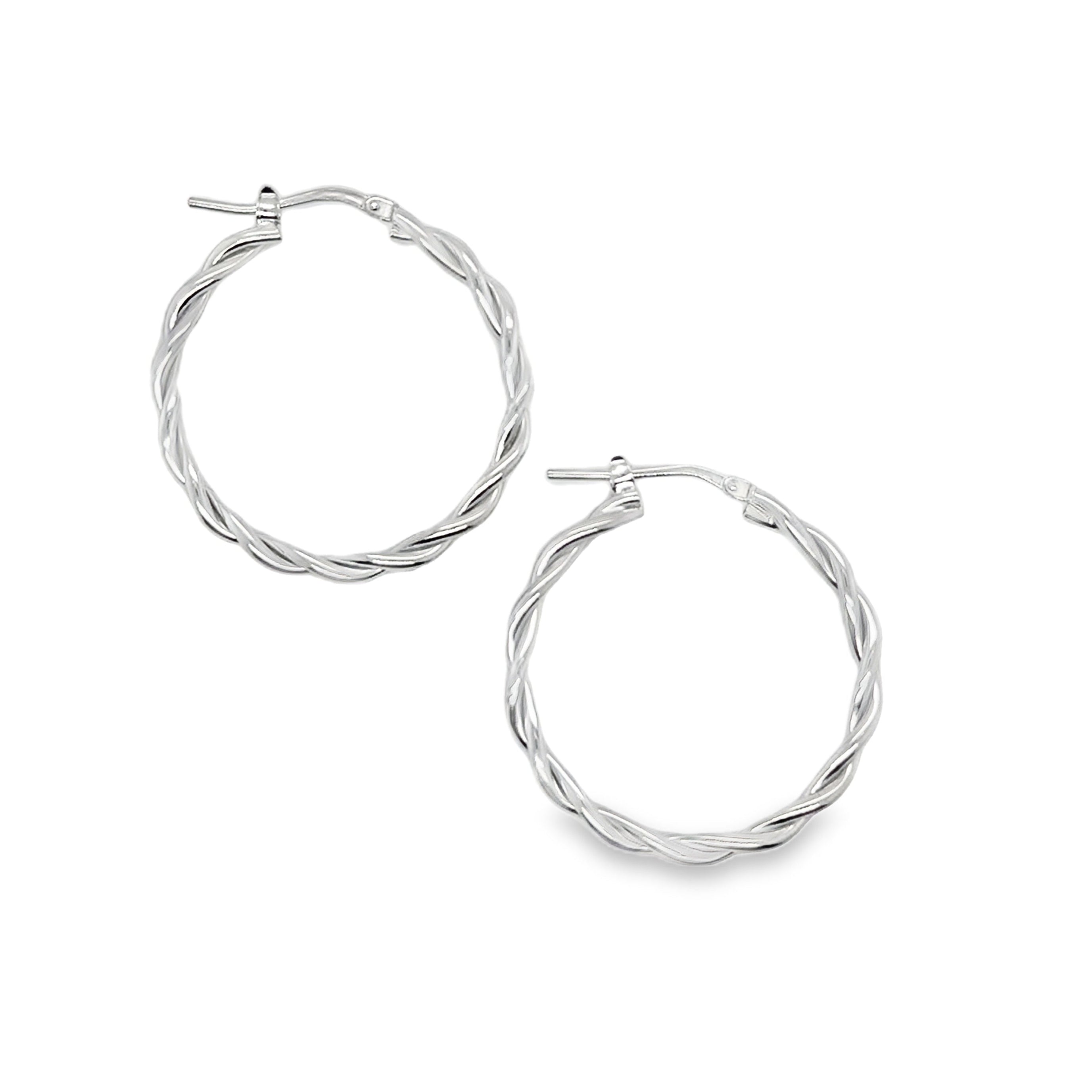 Sterling Silver Twisted 25mm Hoop Earrings
