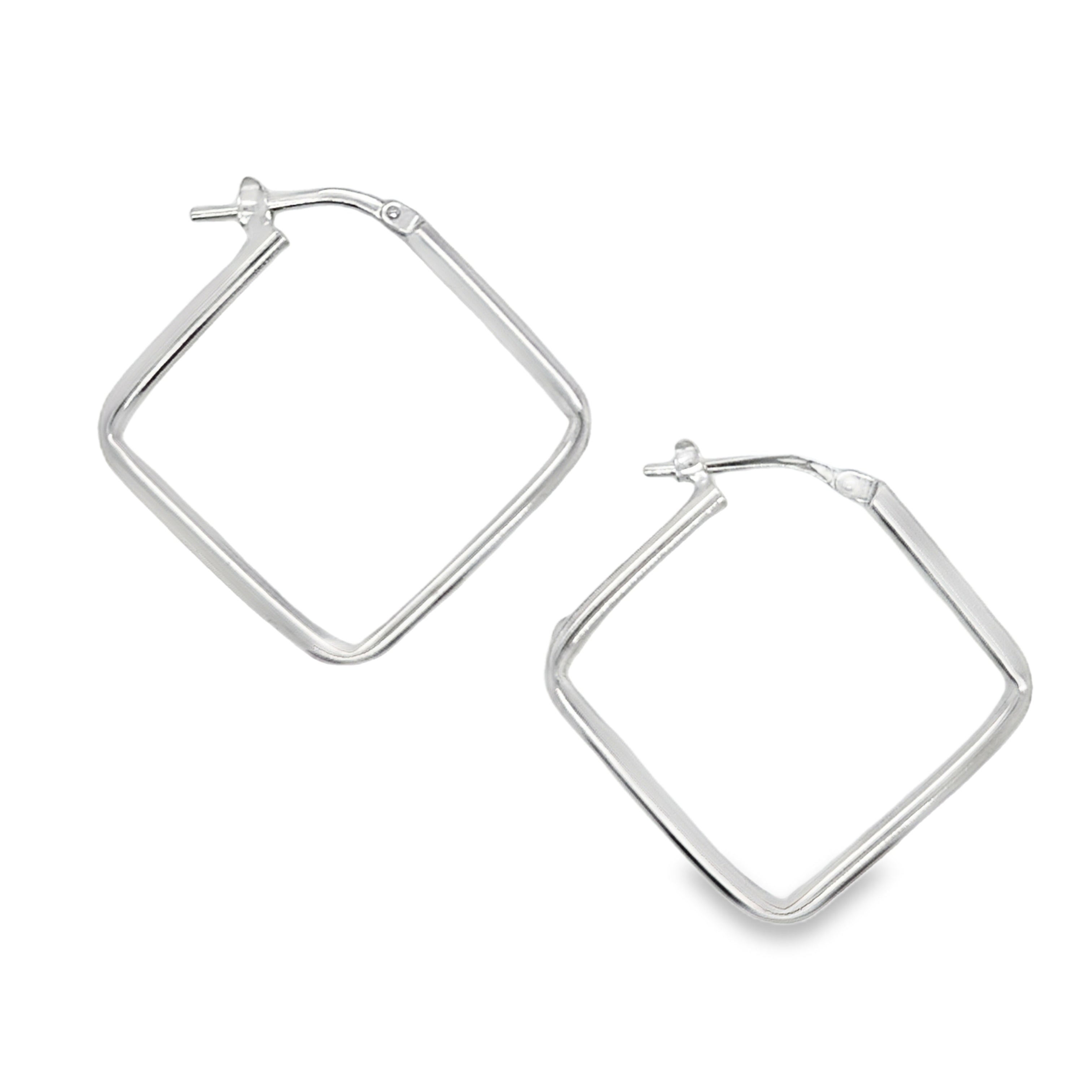 Sterling Silver Square 24mm Hoop Earrings